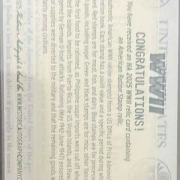 WWII Ration Stamps-Relic card - Picture 2 of 2